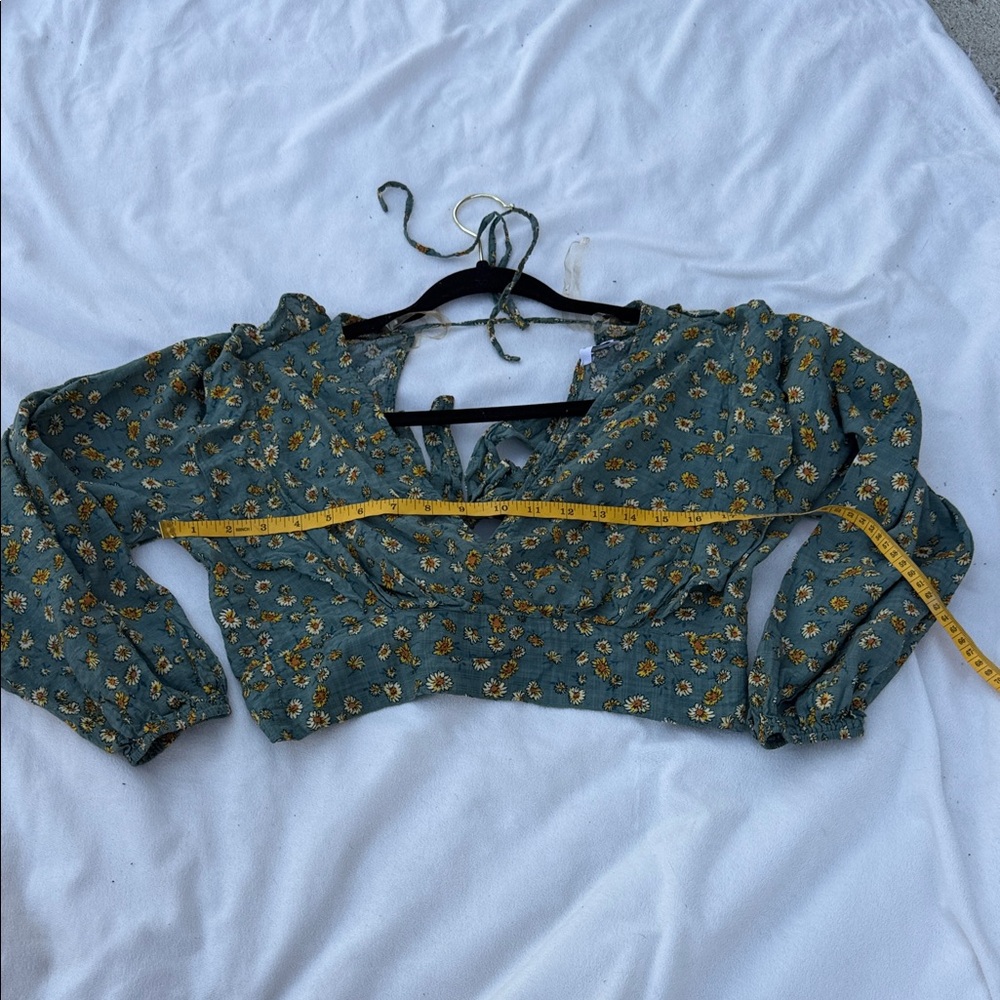 FAVLUX Green Floral Wrap Blouse - Picture 7 of 8